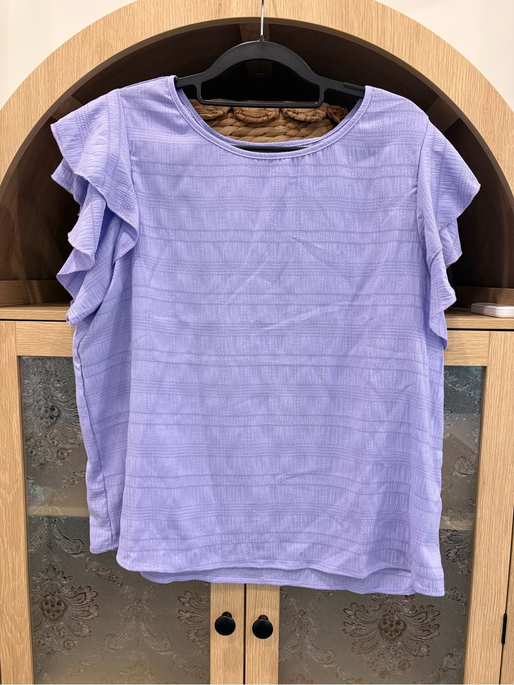 SHEIN Lavender Ruffle Sleeve Short Sleeve Top